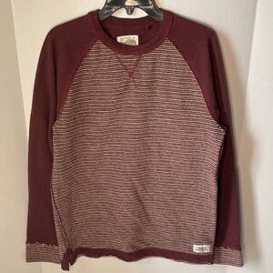 Third &  Army Men's Size  Large Striped Burgundy Long Sleeve Shirt Boho